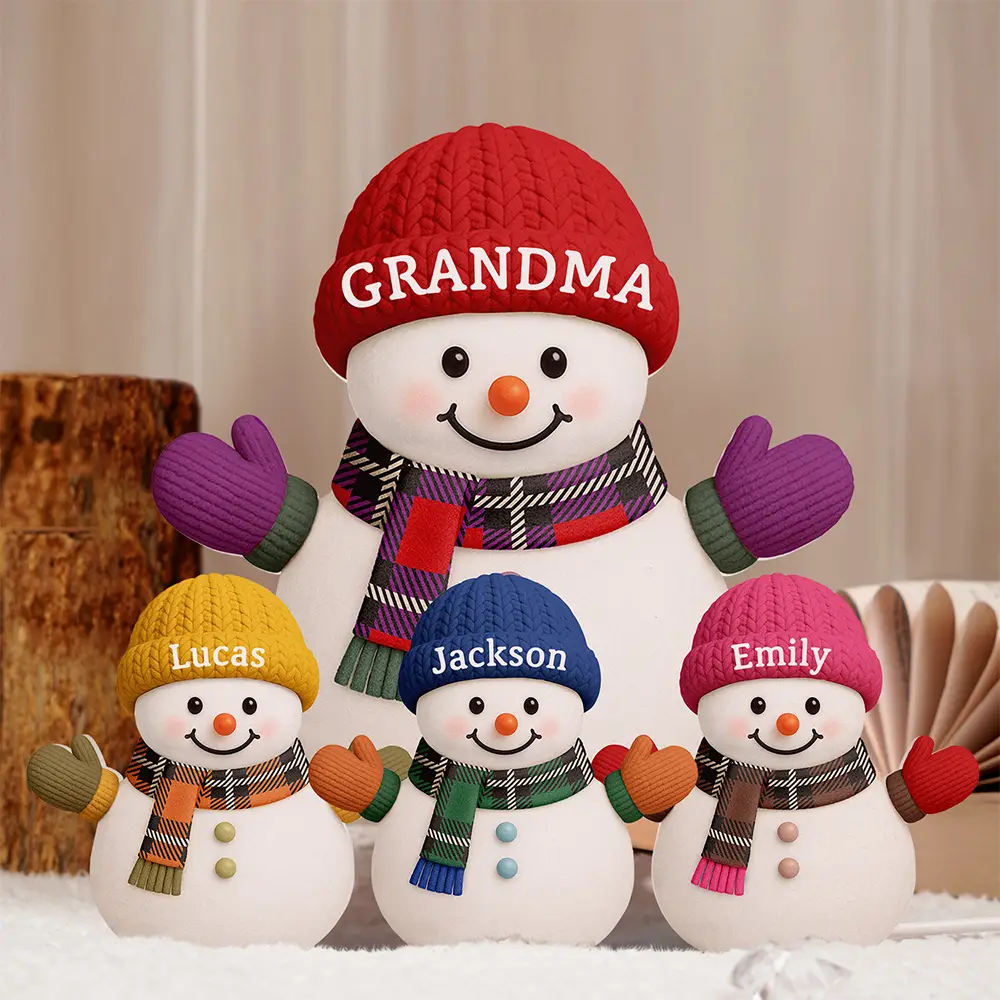 Heartwarming Snowman Grandma Grandkids - Personalized Custom Shaped Light Box - Image 5