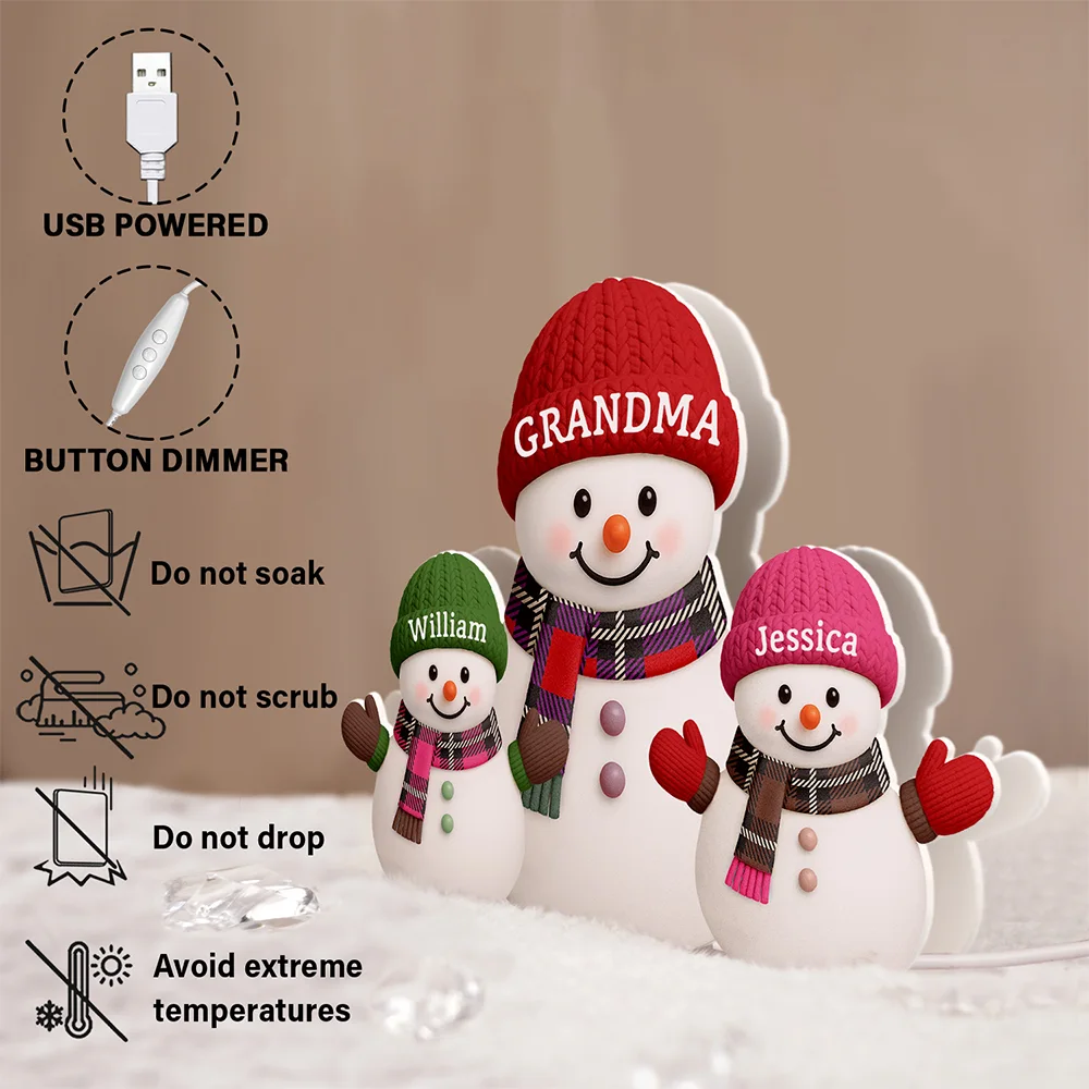 Heartwarming Snowman Grandma Grandkids - Personalized Custom Shaped Light Box - Image 6