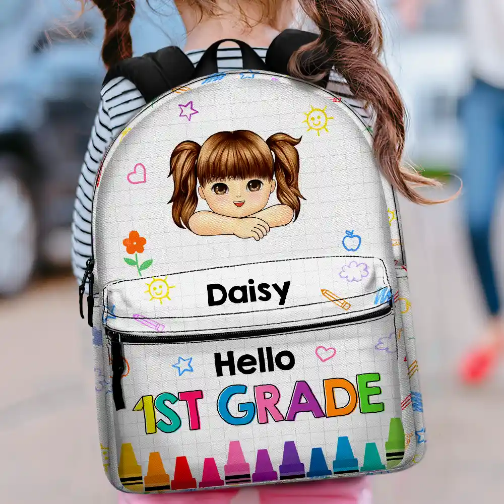 Hello School - Personalized Canvas Backpack - Image 2