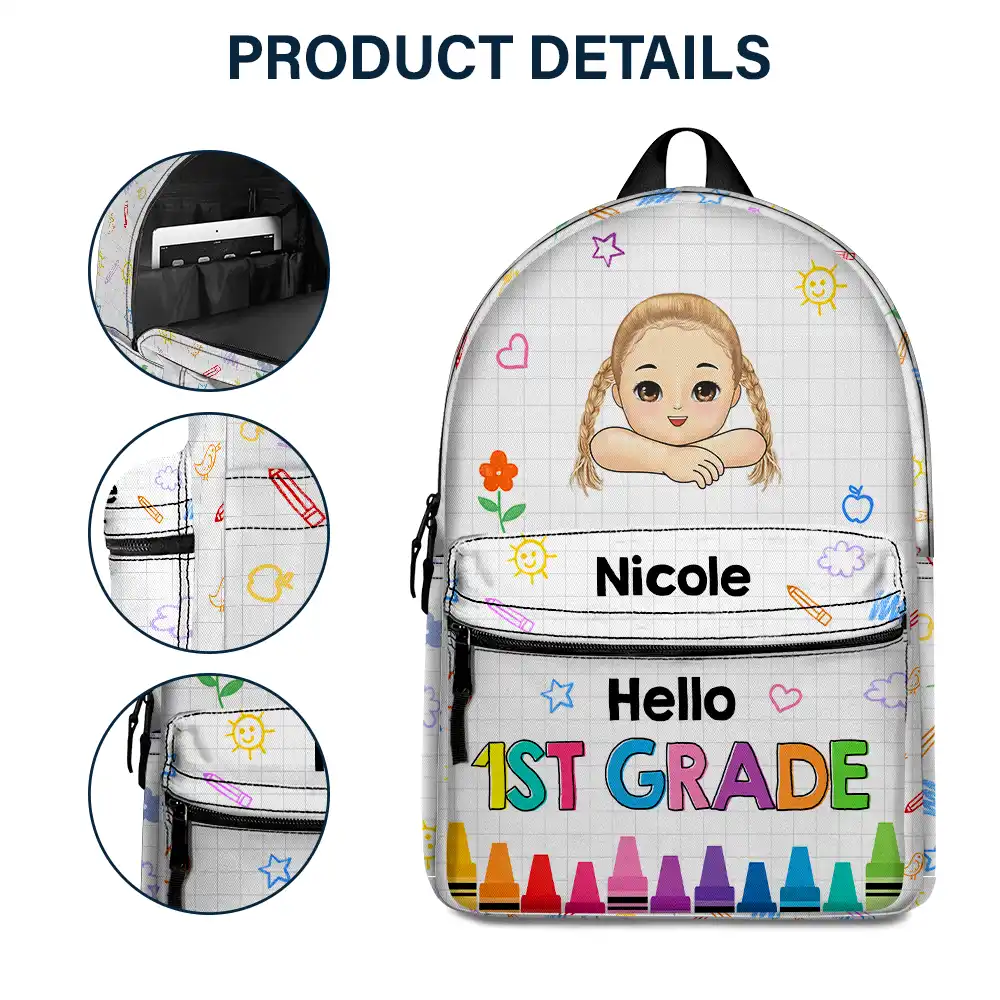 Hello School - Personalized Canvas Backpack - Image 5