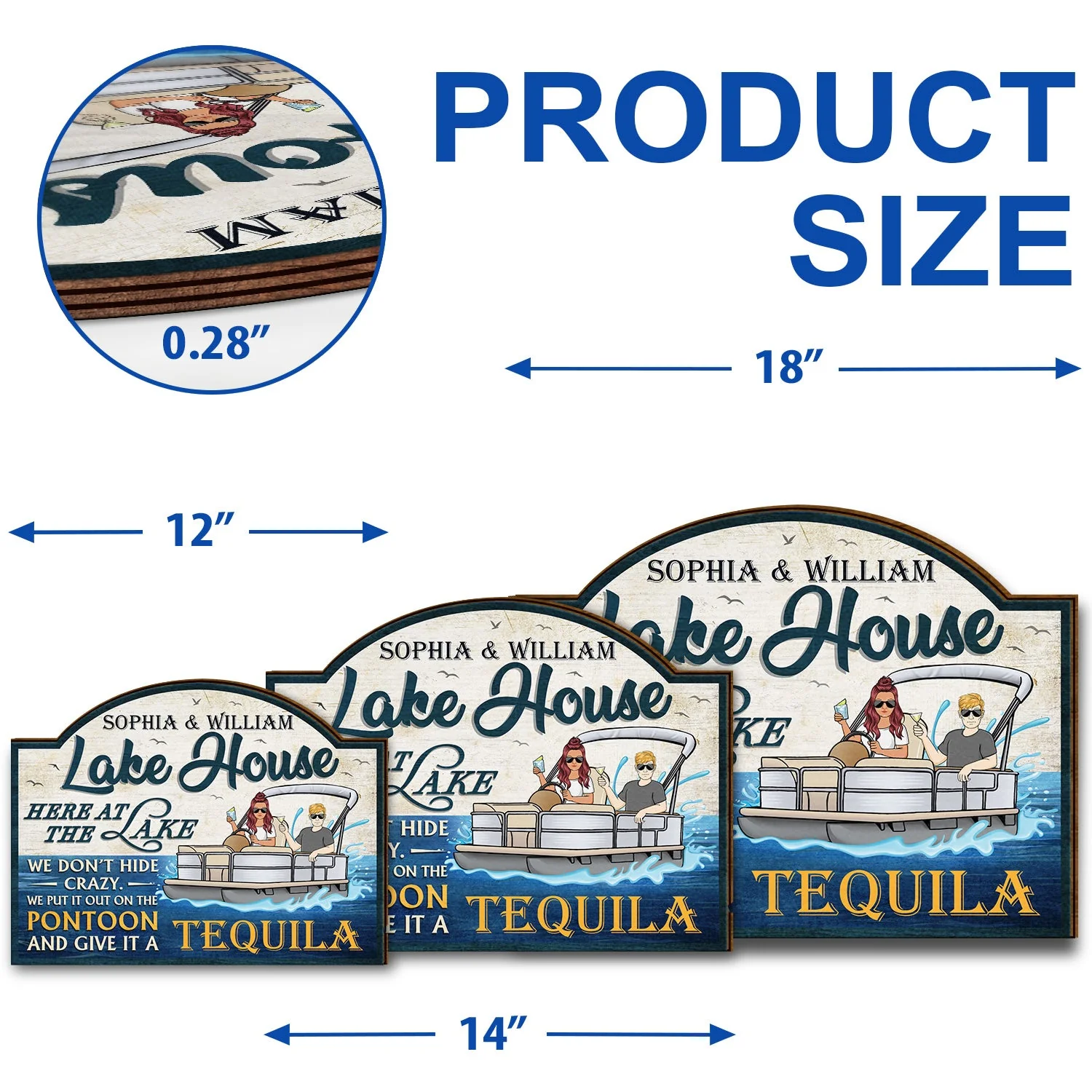 Here At The Lake We Don't Hide Crazy Pontoon - Home Decor, Backyard Decor, Lake House Sign, Gift For Her, Him, Family, Couples, Husband, Wife - Personalized Custom Shaped Wood Sign - Image 5