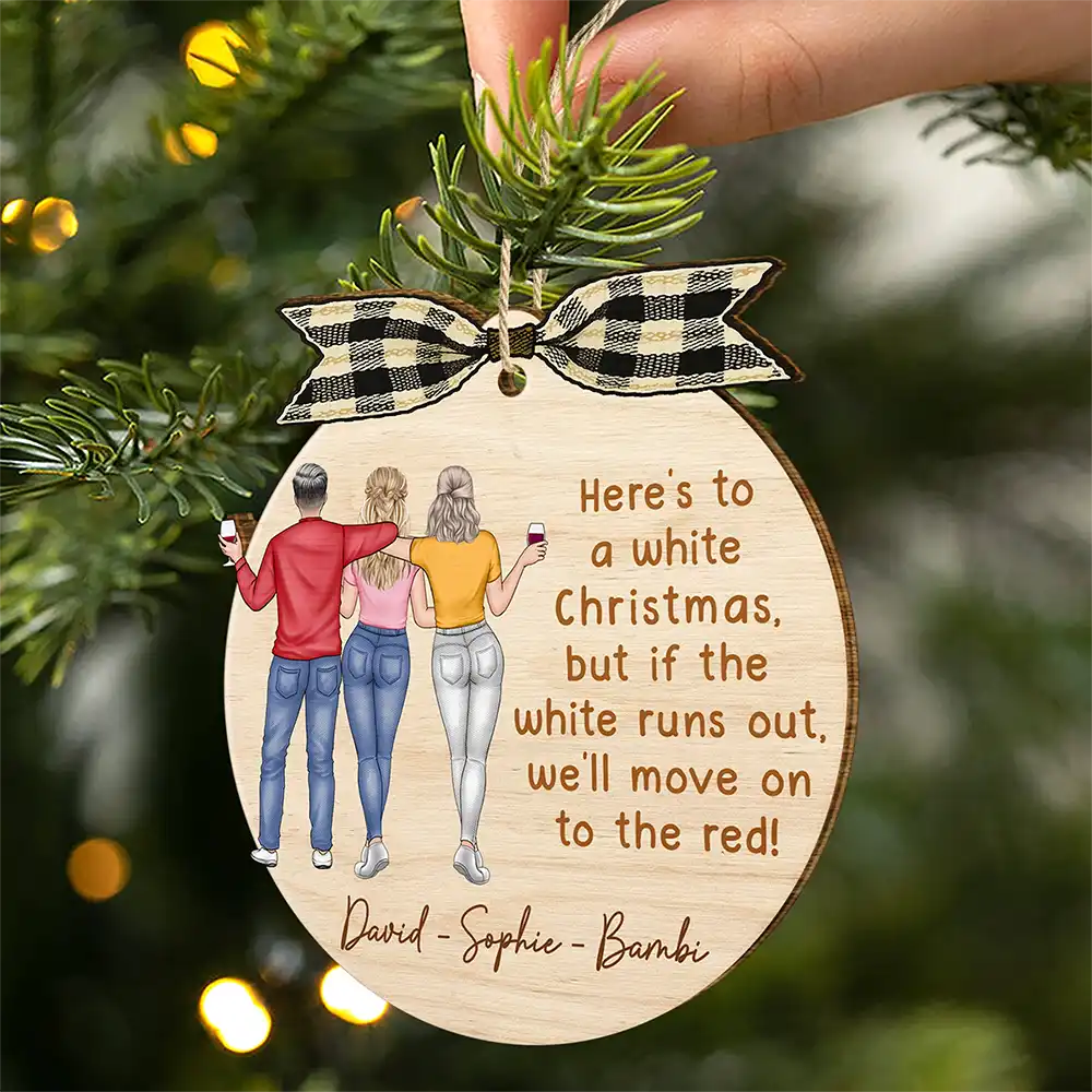 Here's To A White Christmas - Personalized Custom Shaped Wooden Ornament - Image 2