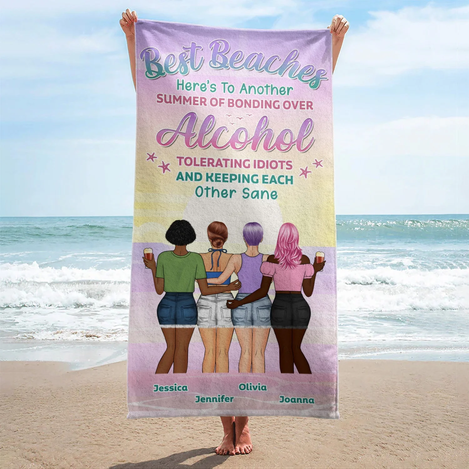 Here's To Another Summer - Gift For Bestie - Personalized Custom Beach Towel - Image 2