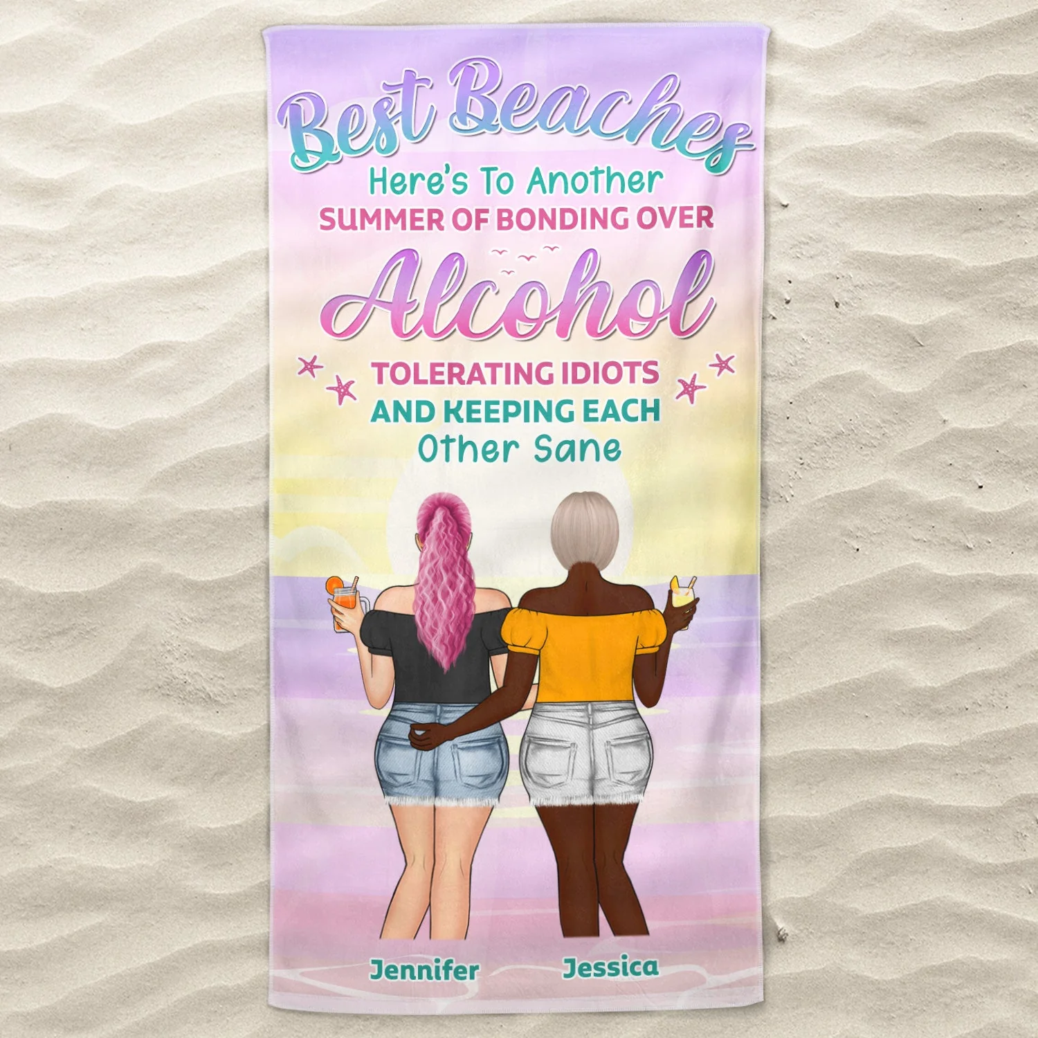 Here's To Another Summer - Gift For Bestie - Personalized Custom Beach Towel - Image 3