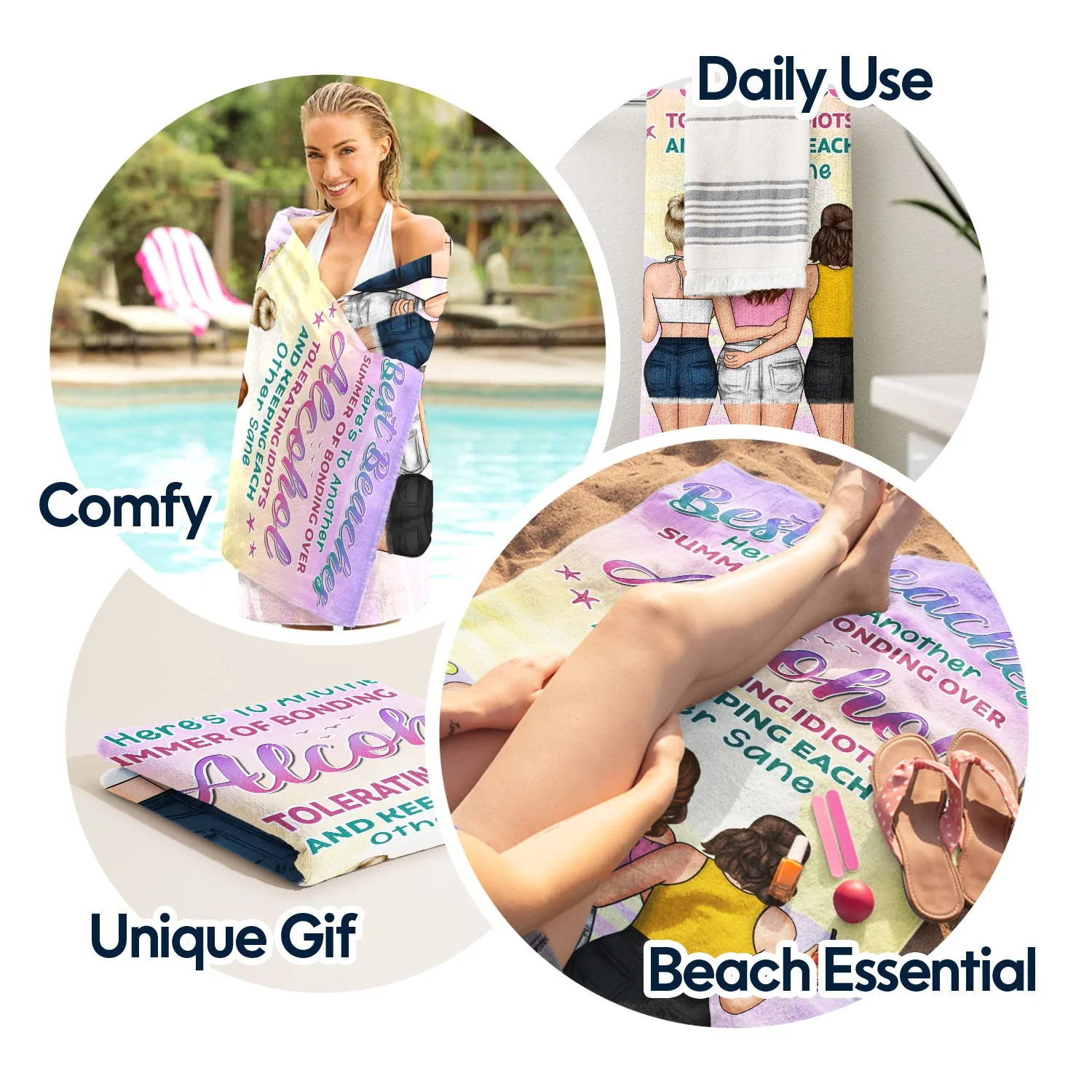 Here's To Another Summer - Gift For Bestie - Personalized Custom Beach Towel - Image 5
