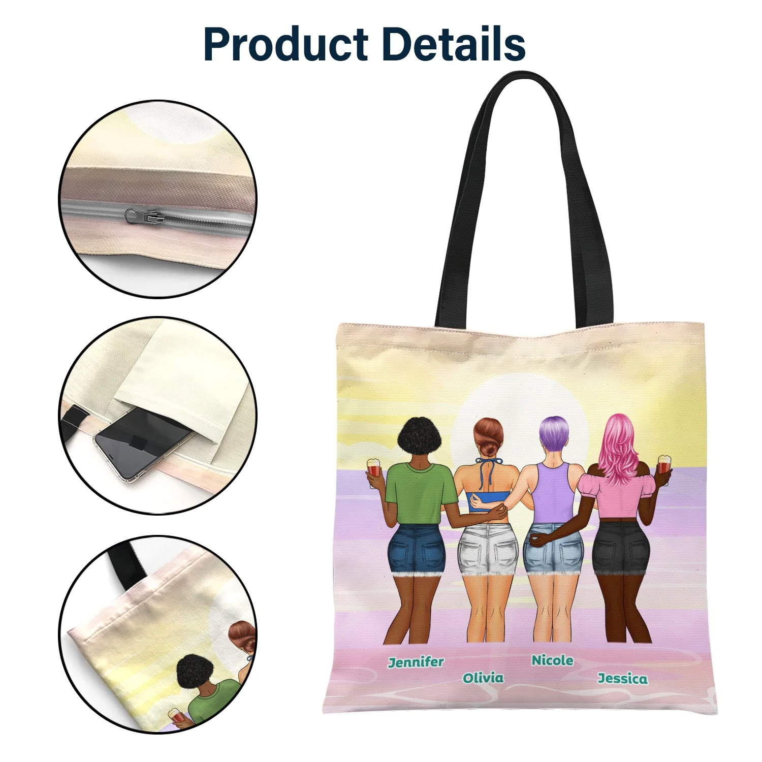 Here's To Another Summer - Gift For Bestie - Personalized Zippered Canvas Bag - Image 4