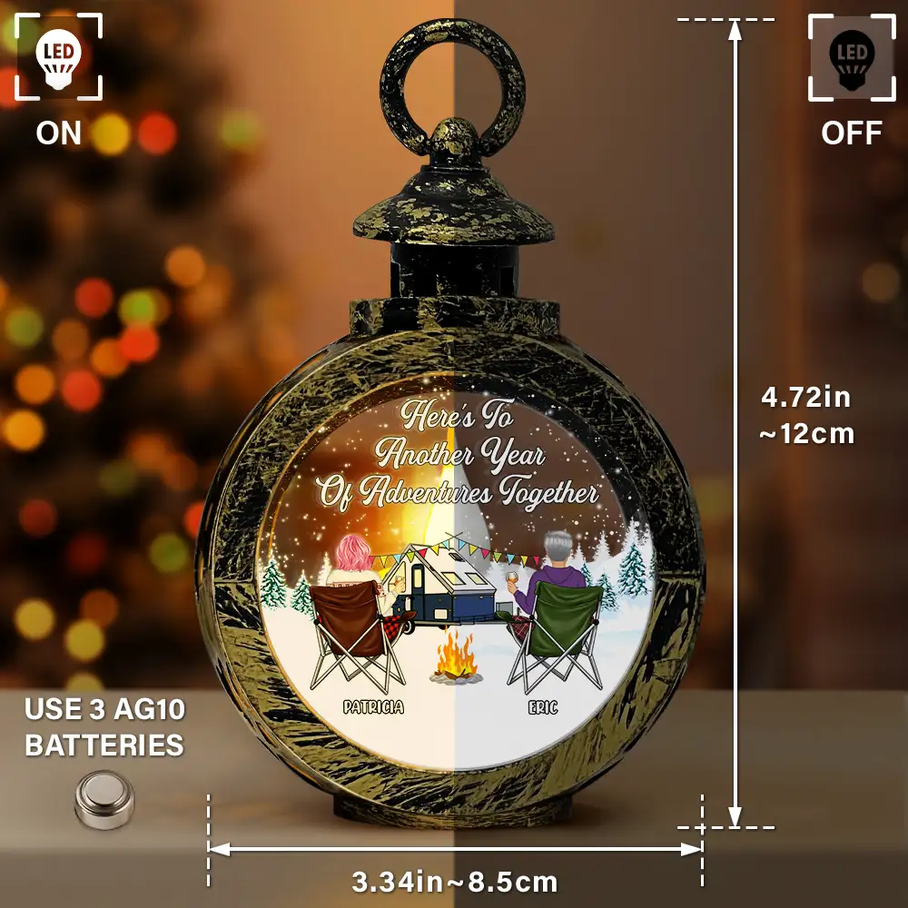 Here's To Another Year Camping - Personalized Candlelight Lantern Ornament - Image 3