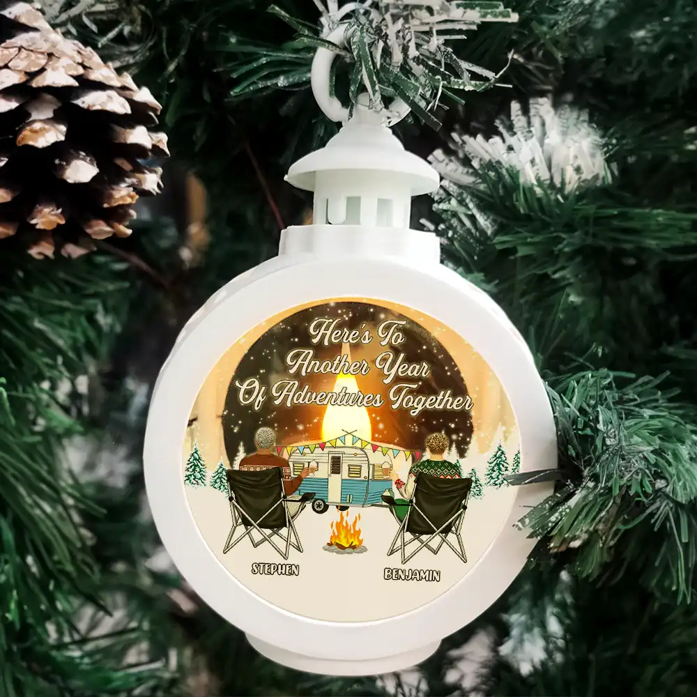 Here's To Another Year Camping - Personalized Candlelight Lantern Ornament - Image 4