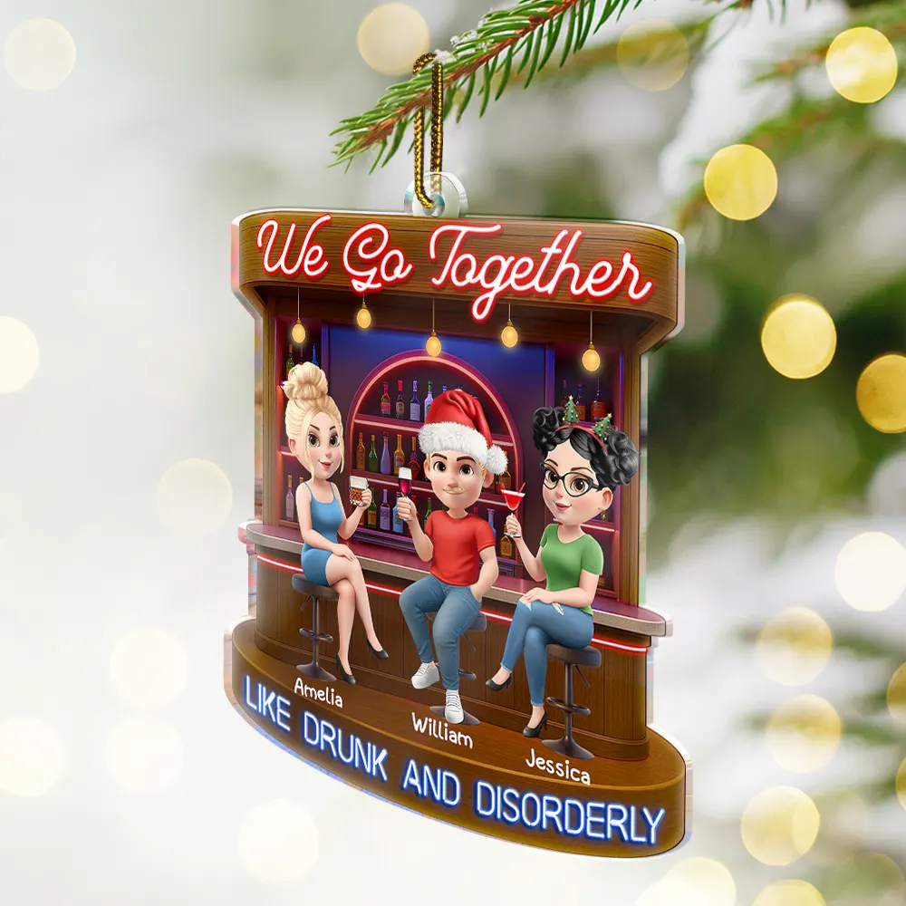 Here's To Another Year Of Bonding Over Alcohol 3D Bestie - Personalized Custom Shaped Acrylic Ornament - Image 2