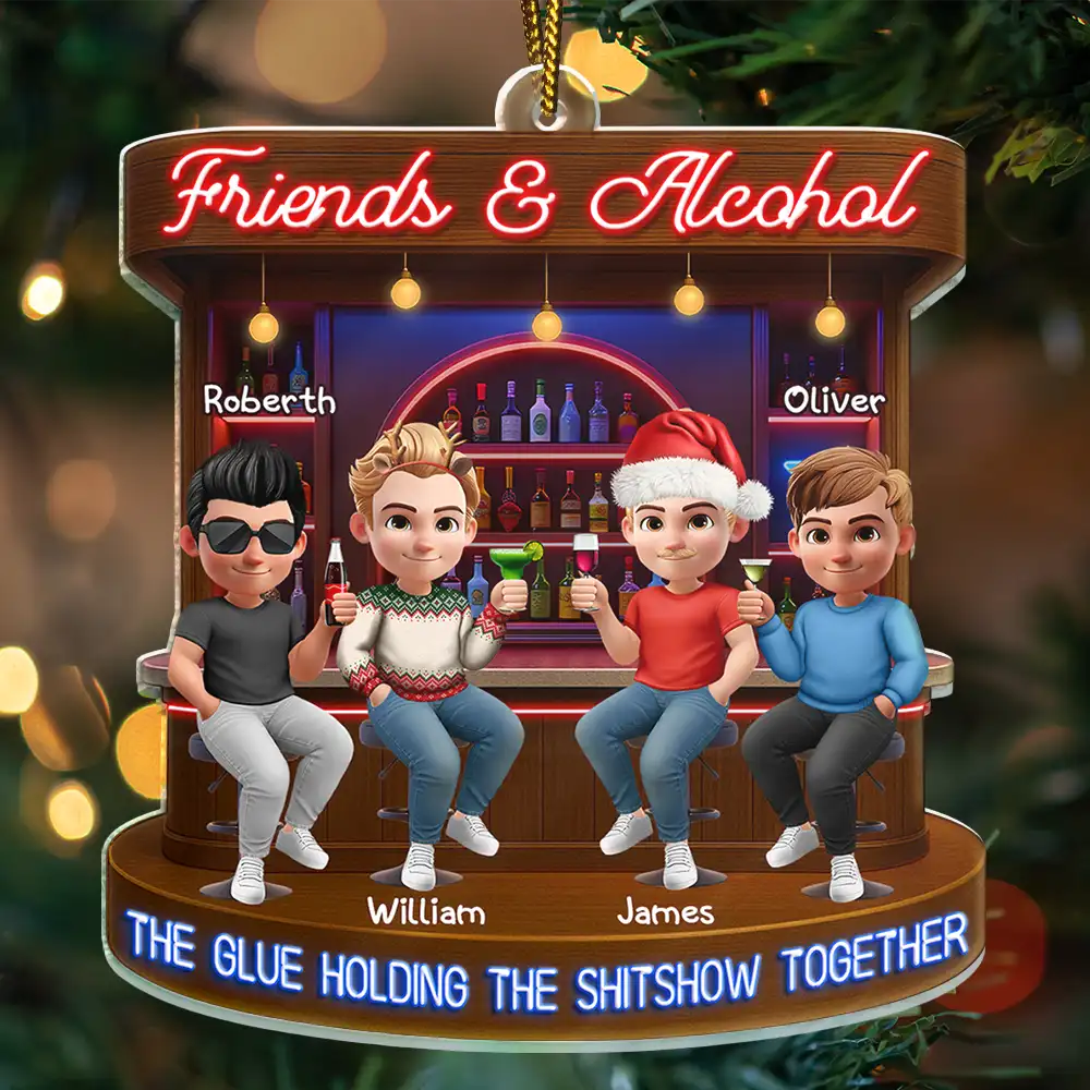 Here's To Another Year Of Bonding Over Alcohol 3D Bestie - Personalized Custom Shaped Acrylic Ornament - Image 3