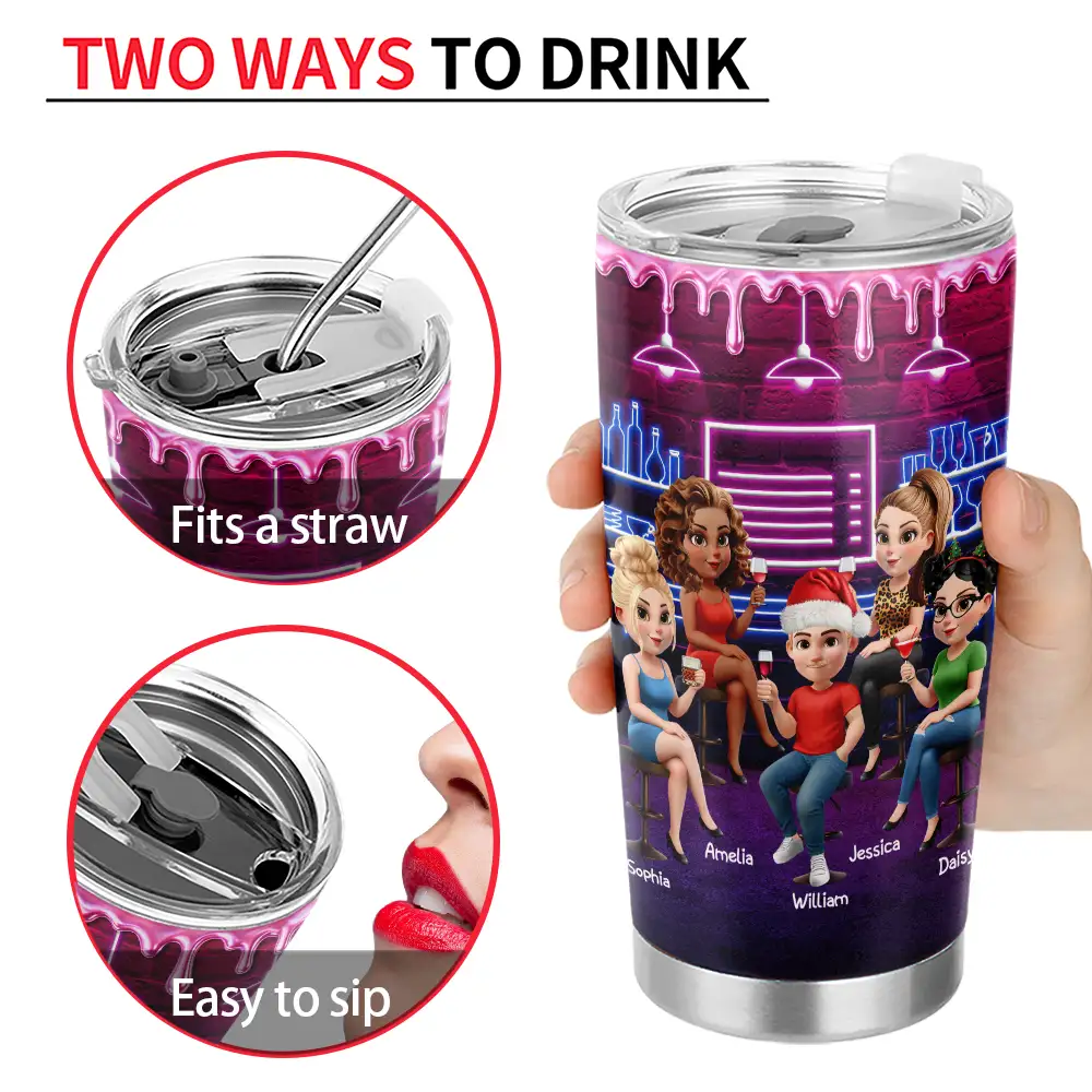 Here's To Another Year Of Bonding Over Alcohol 3D Bestie - Personalized Tumbler - Image 4