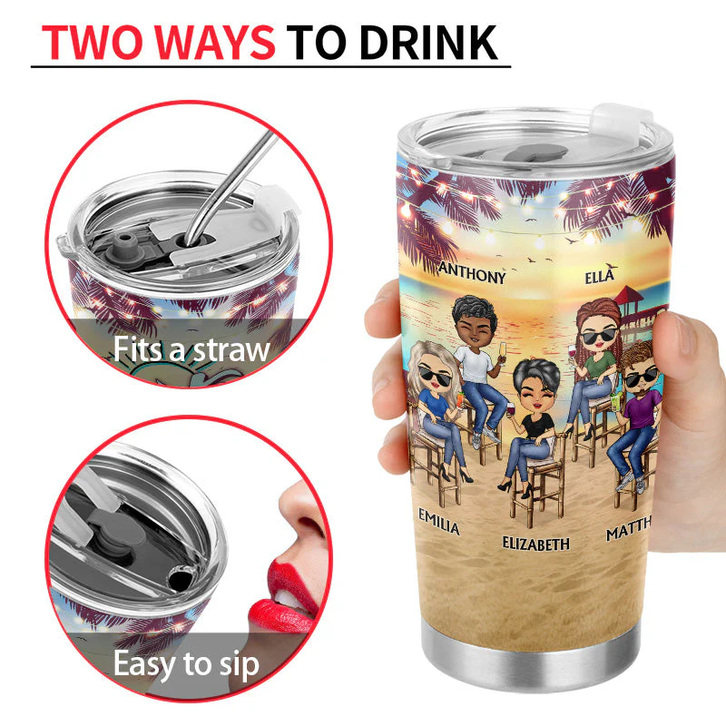 Here's To Another Year Of Bonding Over Alcohol Beach Besties - Gift For Friends - Personalized Custom Tumbler - Image 4