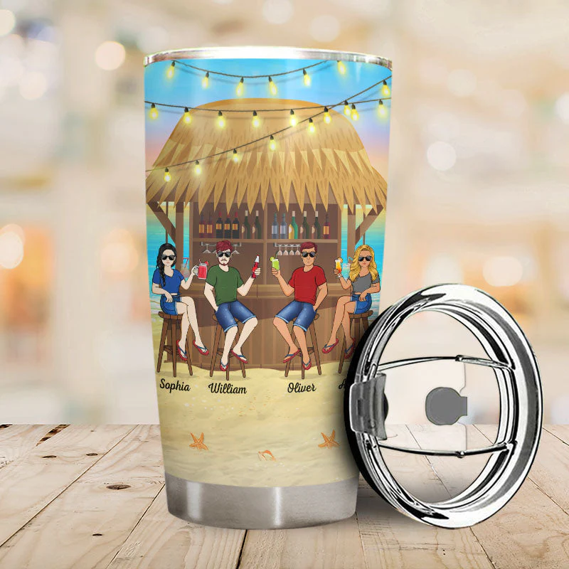 Here's To Another Year Of Bonding Over Alcohol Beach Sea Summer Vacation Best Friends - Bestie BFF Gift - Personalized Custom Tumbler - Image 2