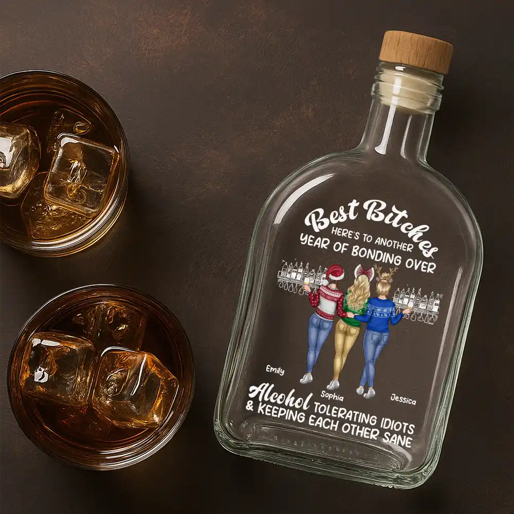 Here's To Another Year Of Bonding Over Alcohol Best Friends - Personalized Whiskey Bottle - Image 4