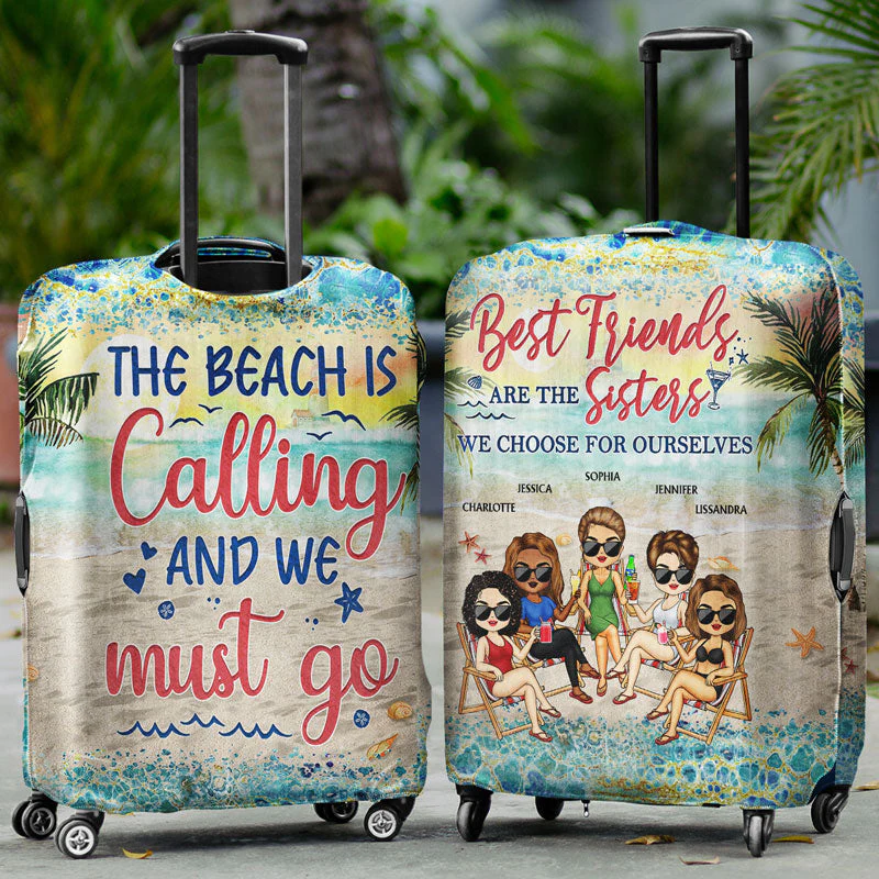 Here's To Another Year Of Bonding Over Alcohol Best Friends Traveling Beach - Bestie BFF Gift - Personalized Custom Luggage Cover - Image 2