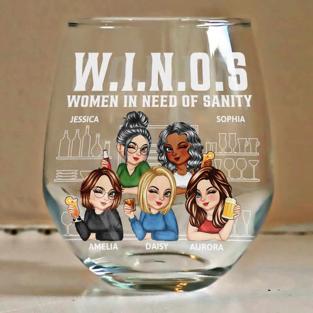 Here's To Another Year Of Bonding Over Alcohol Bestie - Personalized Stemless Wine Glass - Image 4