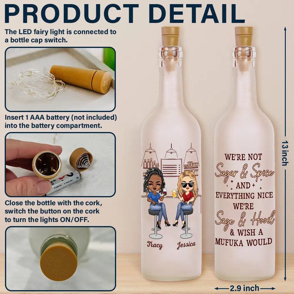 Heres To Another Year Of Bonding Over Alcohol Chibi Bestie - Personalized Bottle Light - Image 4