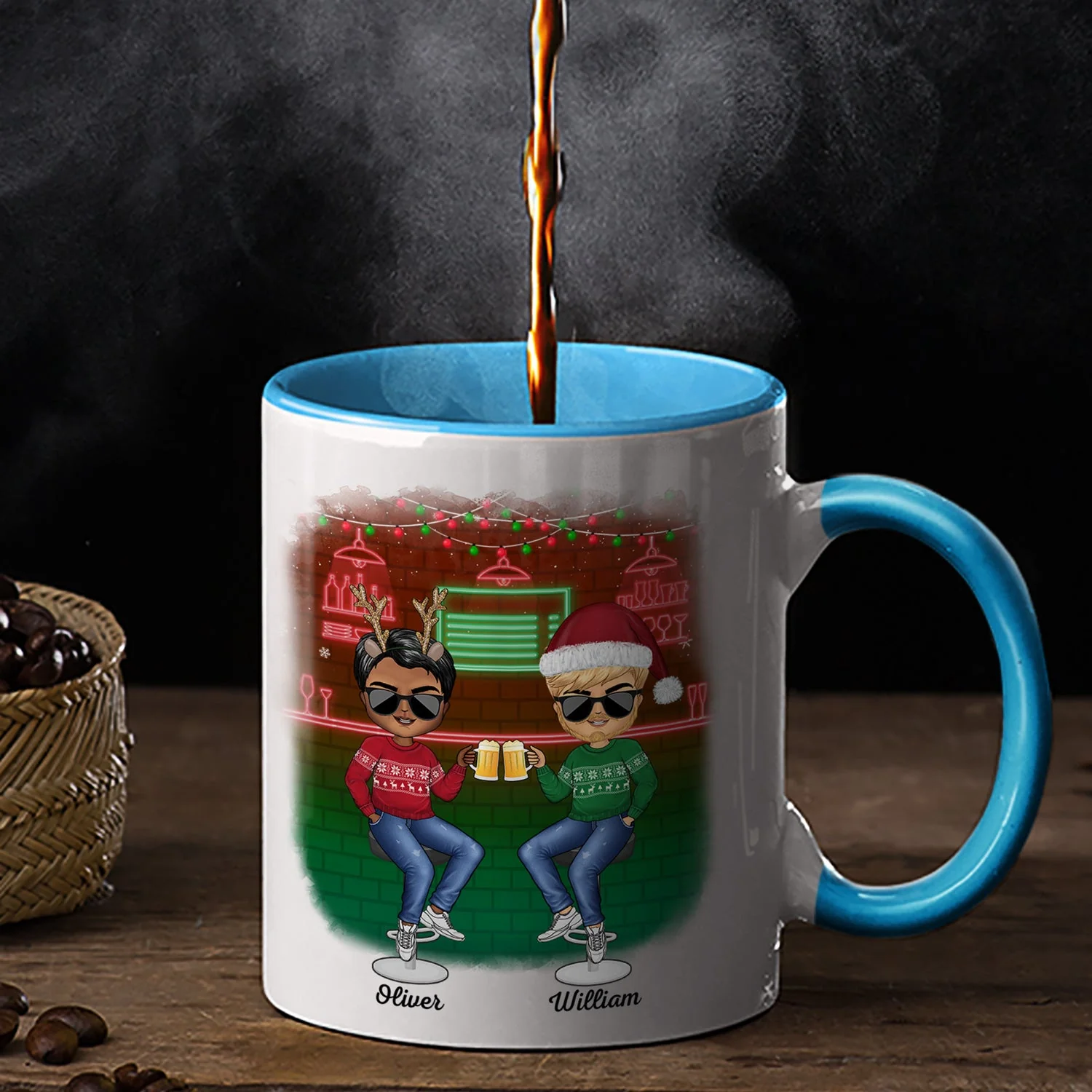 Here's To Another Year Of Bonding Over Alcohol Christmas Best Friends - Bestie BFF Gift - Personalized Custom Accent Mug - Image 2