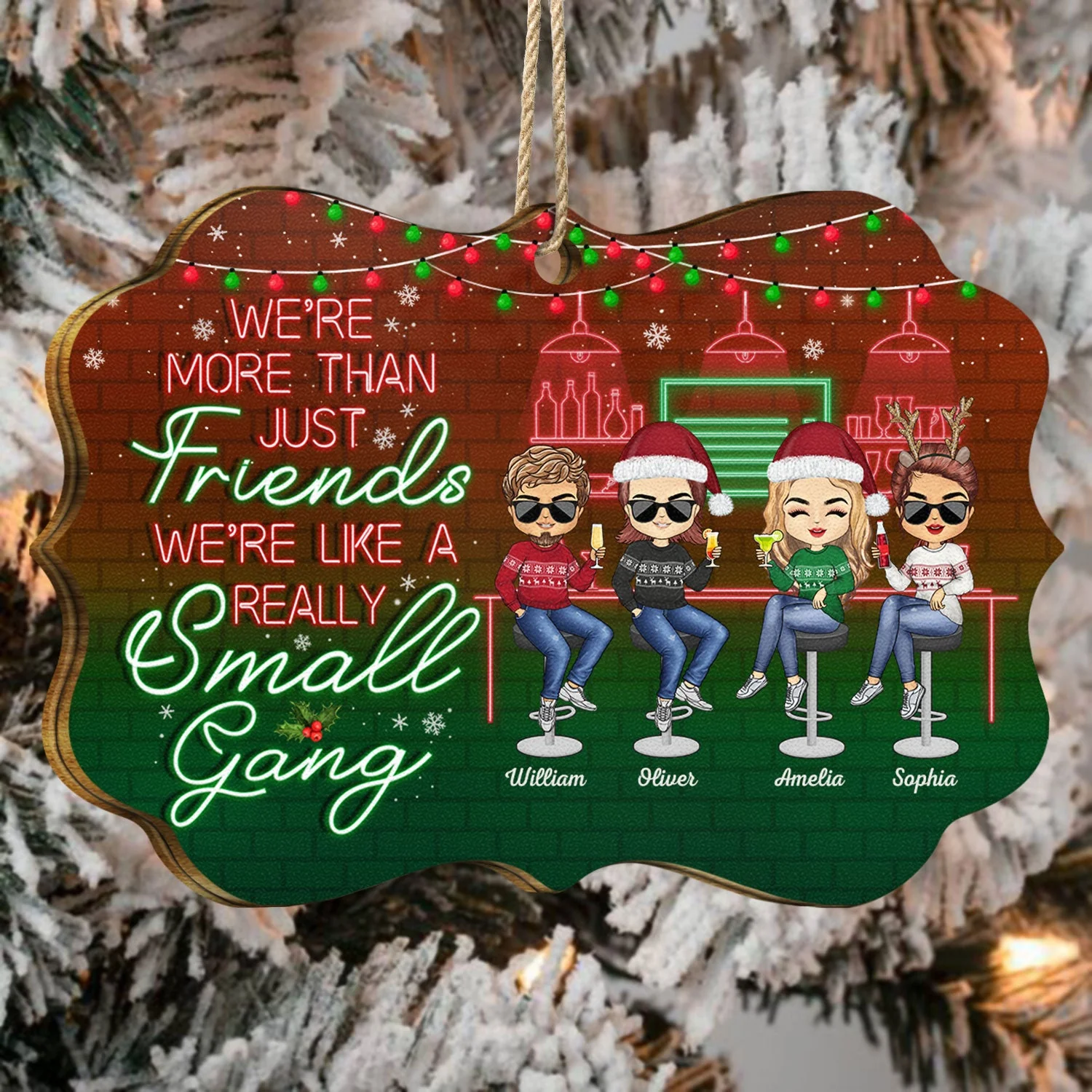 Here's To Another Year Of Bonding Over Alcohol Christmas Best Friends - Bestie BFF Gift - Personalized Wooden Ornament - Image 4