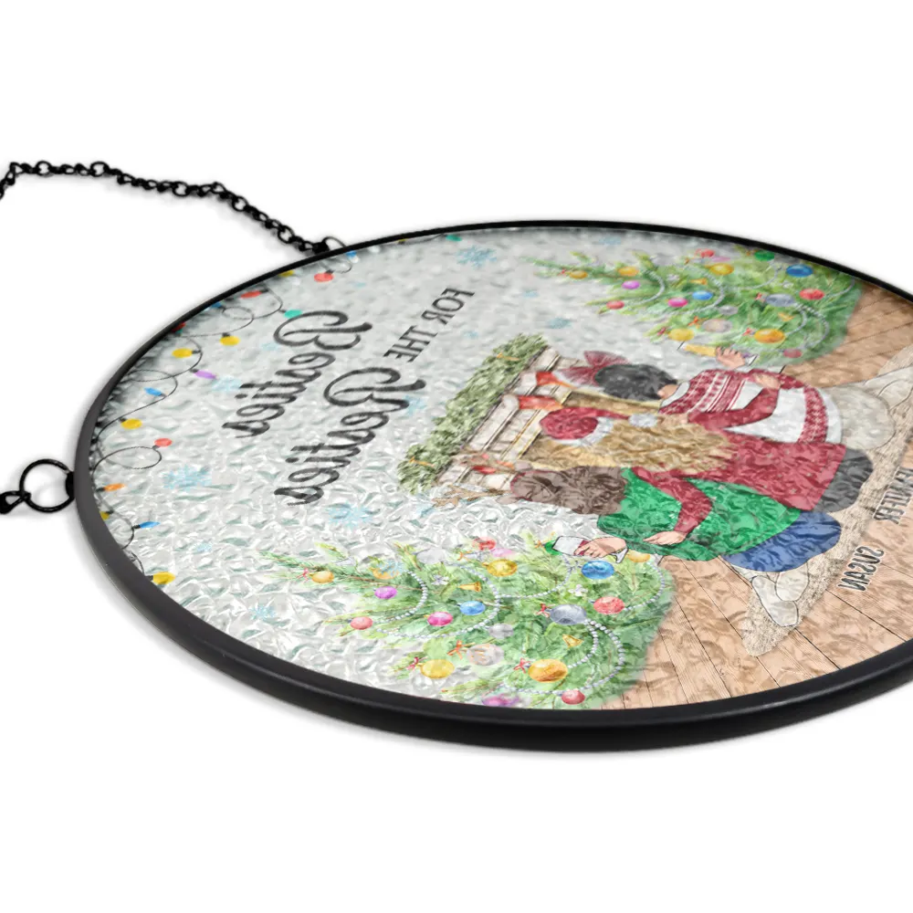 Here's To Another Year Of Bonding Over Alcohol Christmas Best Friends - Personalized Stained Glass Window Hanging Suncatcher - Image 5