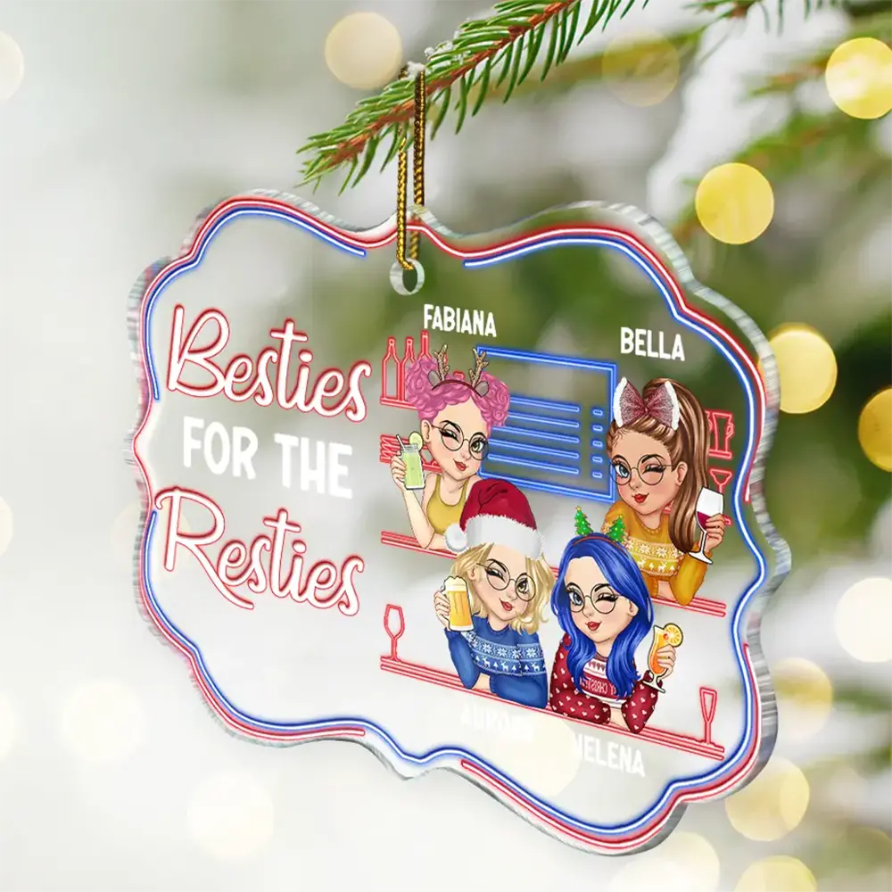 Here's To Another Year Of Bonding Over Alcohol Christmas Bestie - Personalized Medallion Acrylic Ornament - Image 2