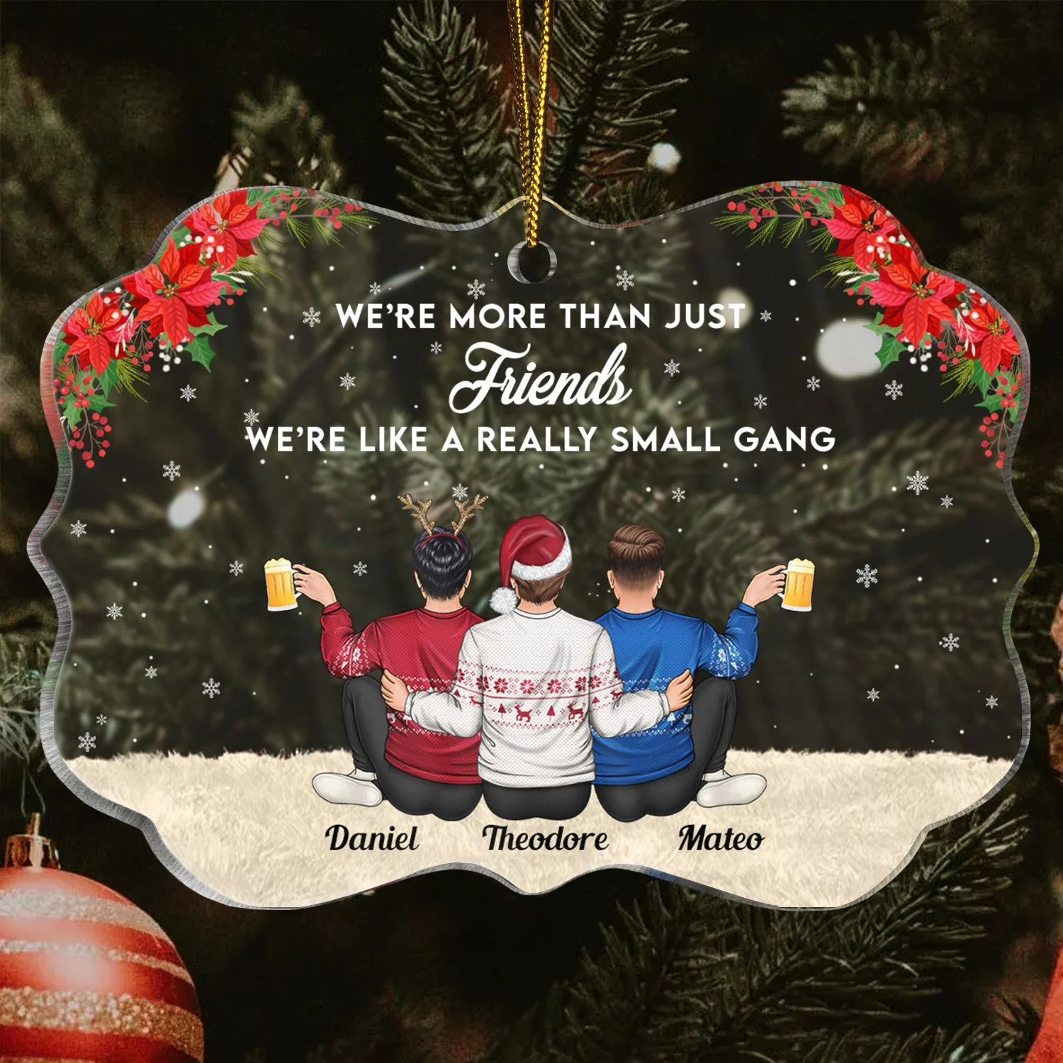 Here's To Another Year Of Bonding Over Alcohol - Gift For Bestie, Sister, Women - Personalized Medallion Acrylic Ornament - Image 3