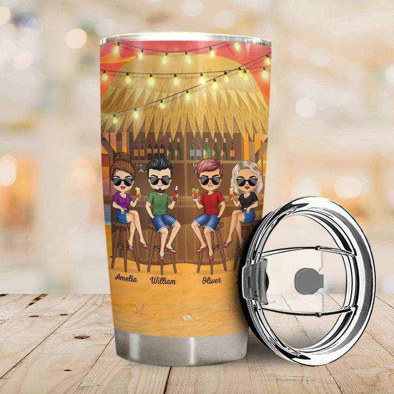 Here's To Another Year Of Bonding Over Alcohol Sunset Beach Summer Vacation Best Friends - Bestie BFF Gift - Personalized Custom Tumbler - Image 2