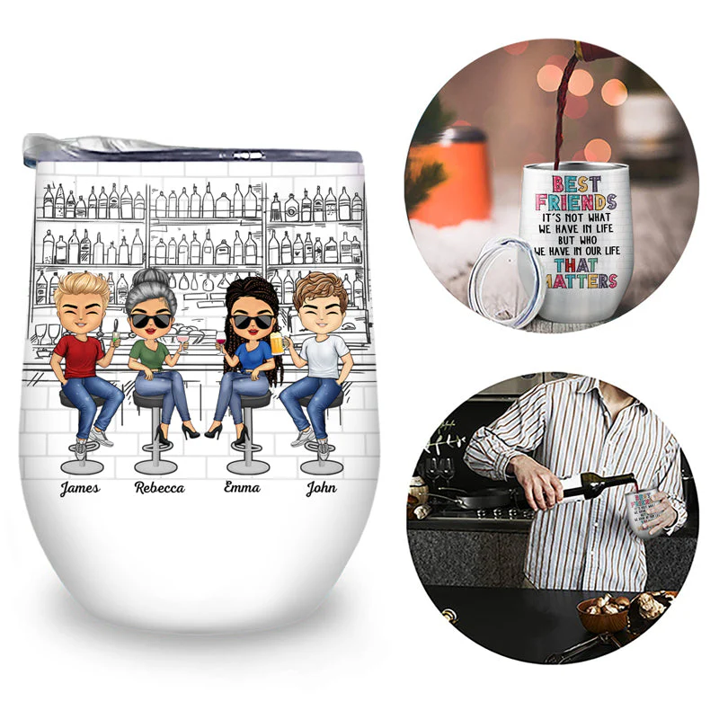 Here's To Another Year Of Bonding Over Alcohol White Best Friends - Bestie BFF Gift - Personalized Custom Wine Tumbler - Image 2