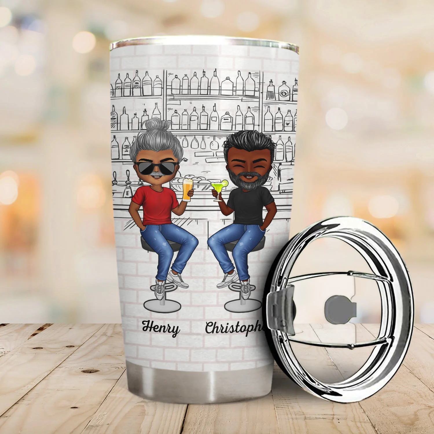 Here's To Another Year Of Bonding Over Alcohol White Best Friends Dark - Bestie BFF Gift - Personalized Custom Tumbler - Image 2