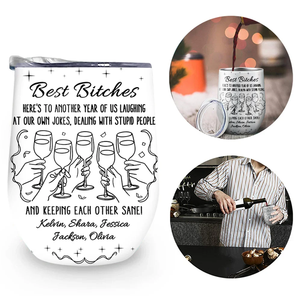 Here's To Another Year Of Us Cheers - Personalized Wine Tumbler - Image 2