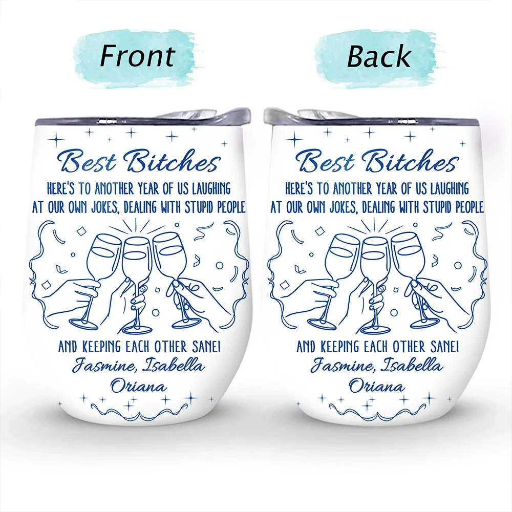Here's To Another Year Of Us Cheers - Personalized Wine Tumbler - Image 4