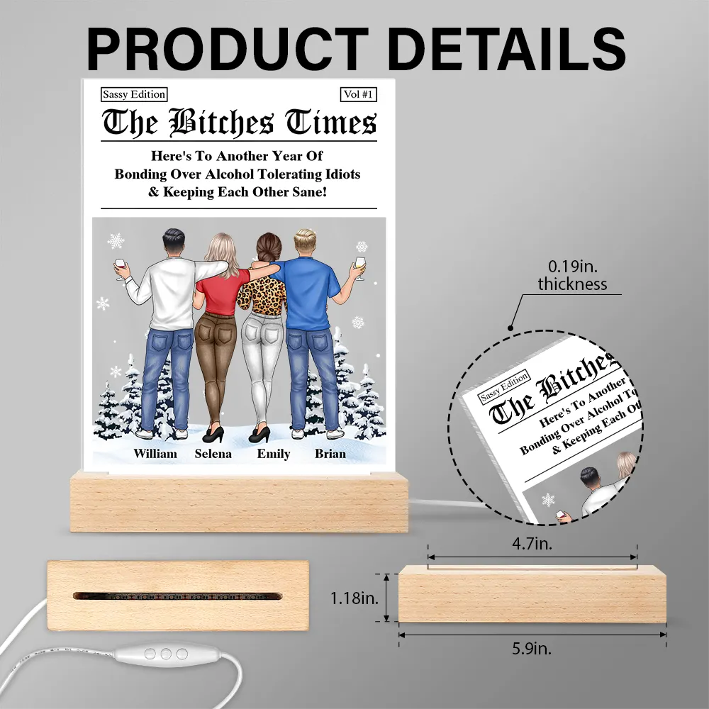 Here's To Another Year Of Us The Besties Times - Personalized 3D Led Light Wooden Base - Image 5