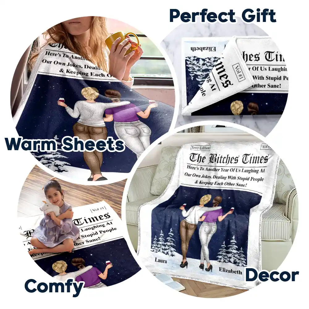 Here's To Another Year Of Us The Besties Times - Personalized Fleece Blanket, Sherpa Blanket - Image 7