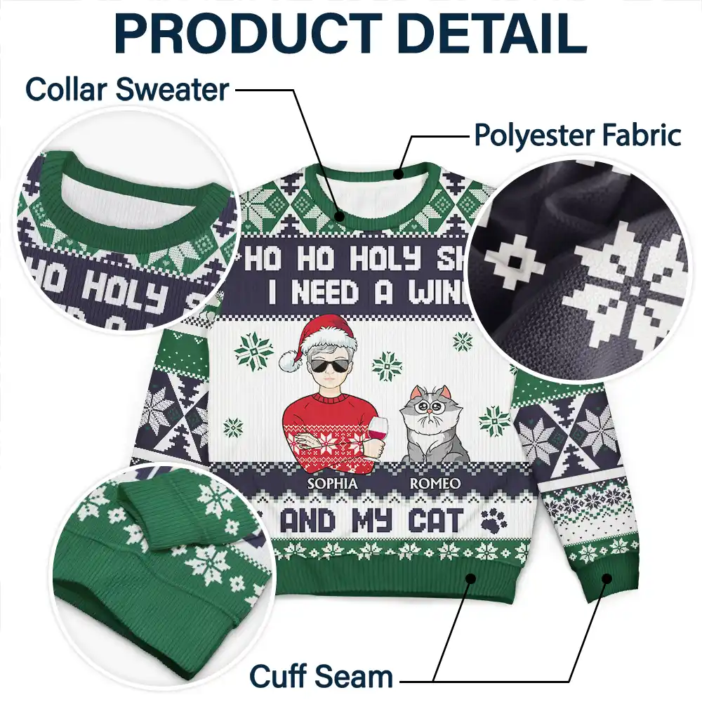 Ho Ho Holy I Need A Beer Dog Cat Christmas - Personalized Unisex Ugly Sweater - Image 6