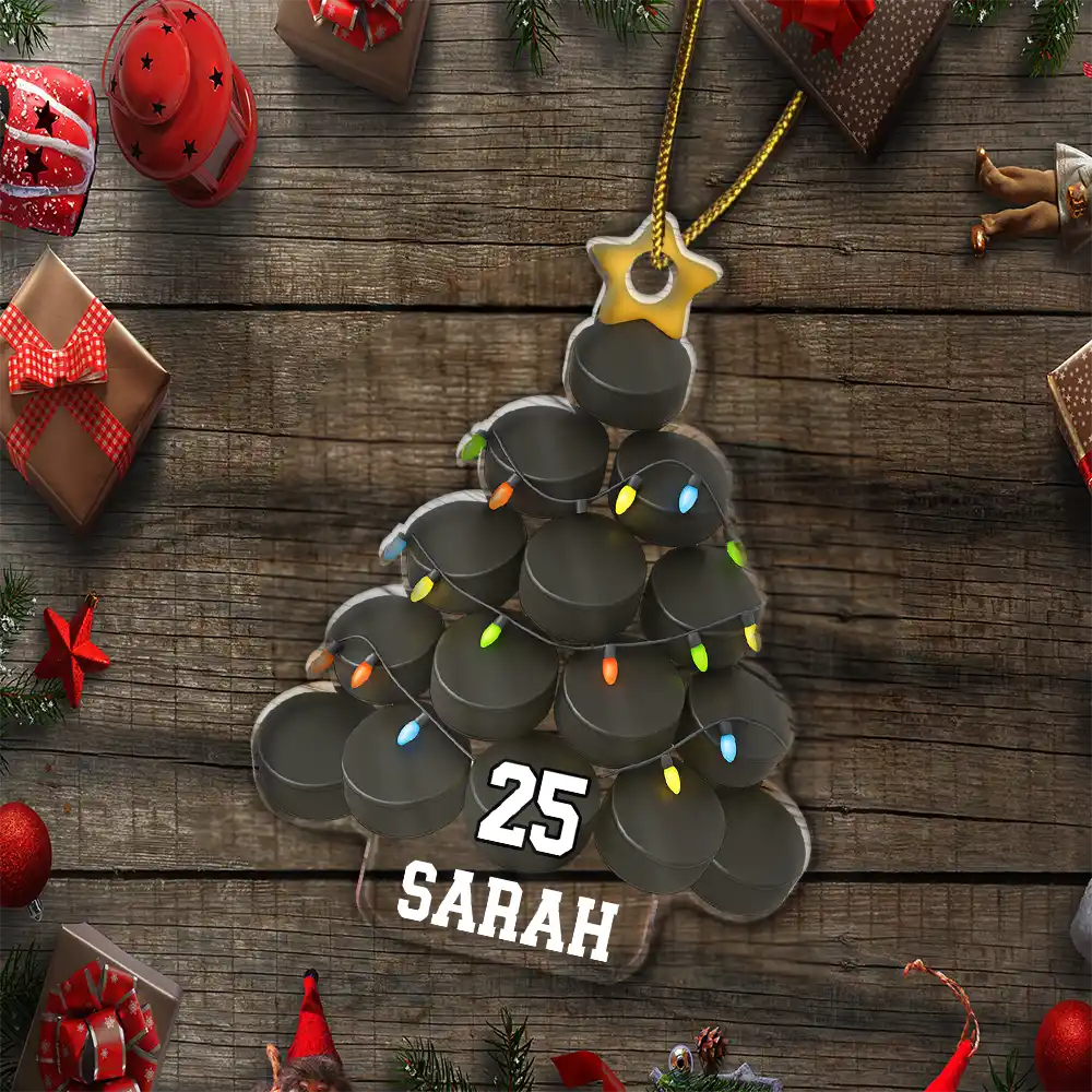 Hockey Christmas Tree - Personalized Custom Shaped Acrylic Ornament - Image 5