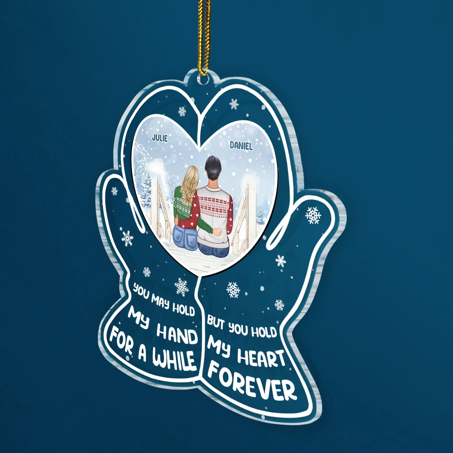 Hold My Heart - Christmas Gift For Couples - Personalized Custom Shaped Acrylic Ornament - Image 2