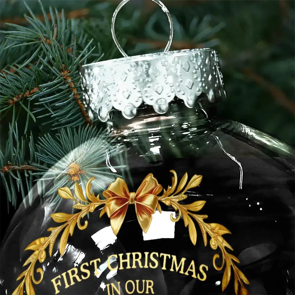 Holding Hands First Christmas Couple - Personalized Ball Ornament - Image 5