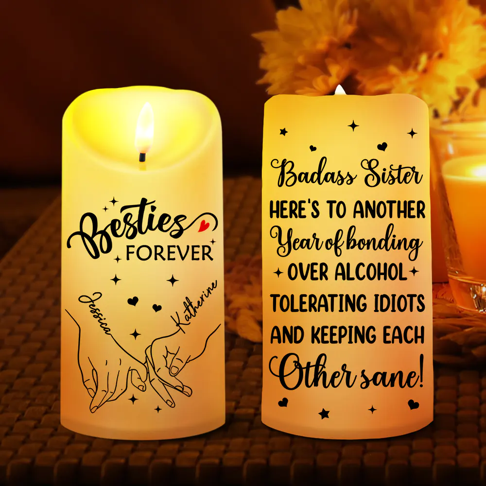 Holding Hands Our Memories Are Countless Our Friendship Is Endless - Personalized Flameless LED Candle - Image 2