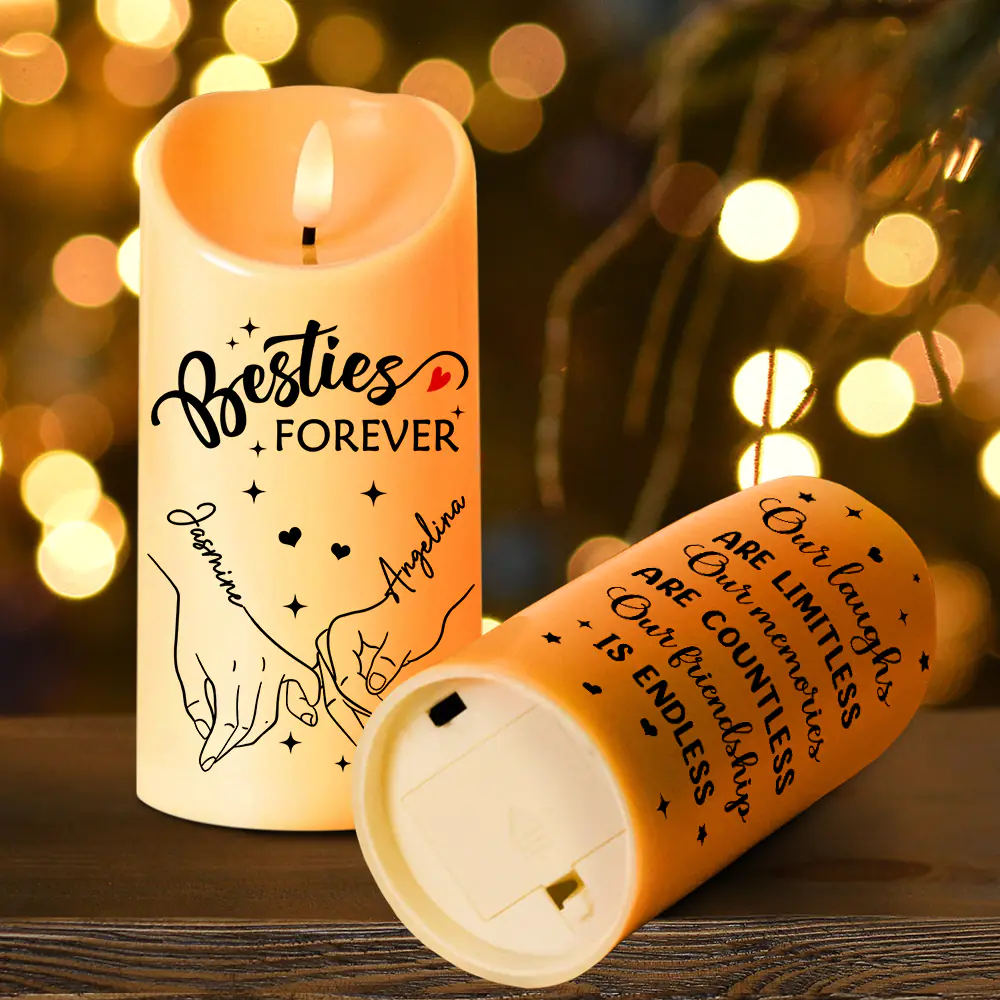 Holding Hands Our Memories Are Countless Our Friendship Is Endless - Personalized Flameless LED Candle - Image 4