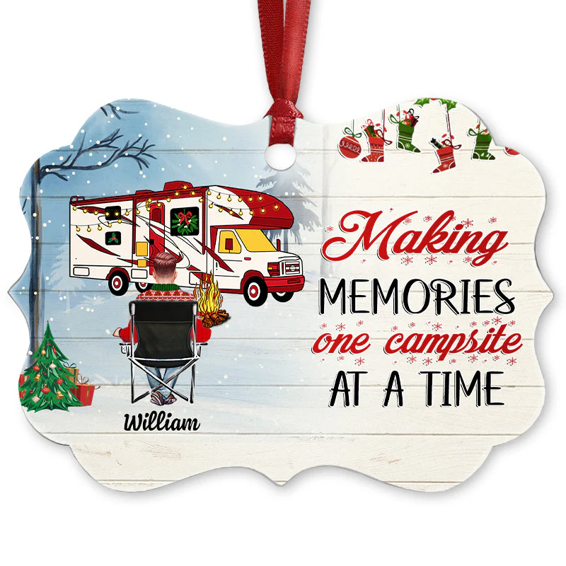 Home Is Where - Gift For Camping Lovers - Personalized Custom Wooden Ornament, Aluminum Ornament - Image 2
