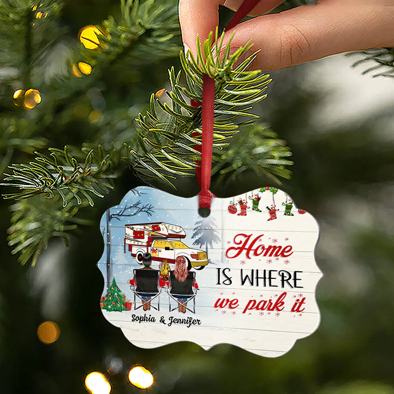 Home Is Where - Gift For Camping Lovers - Personalized Custom Wooden Ornament, Aluminum Ornament - Image 5