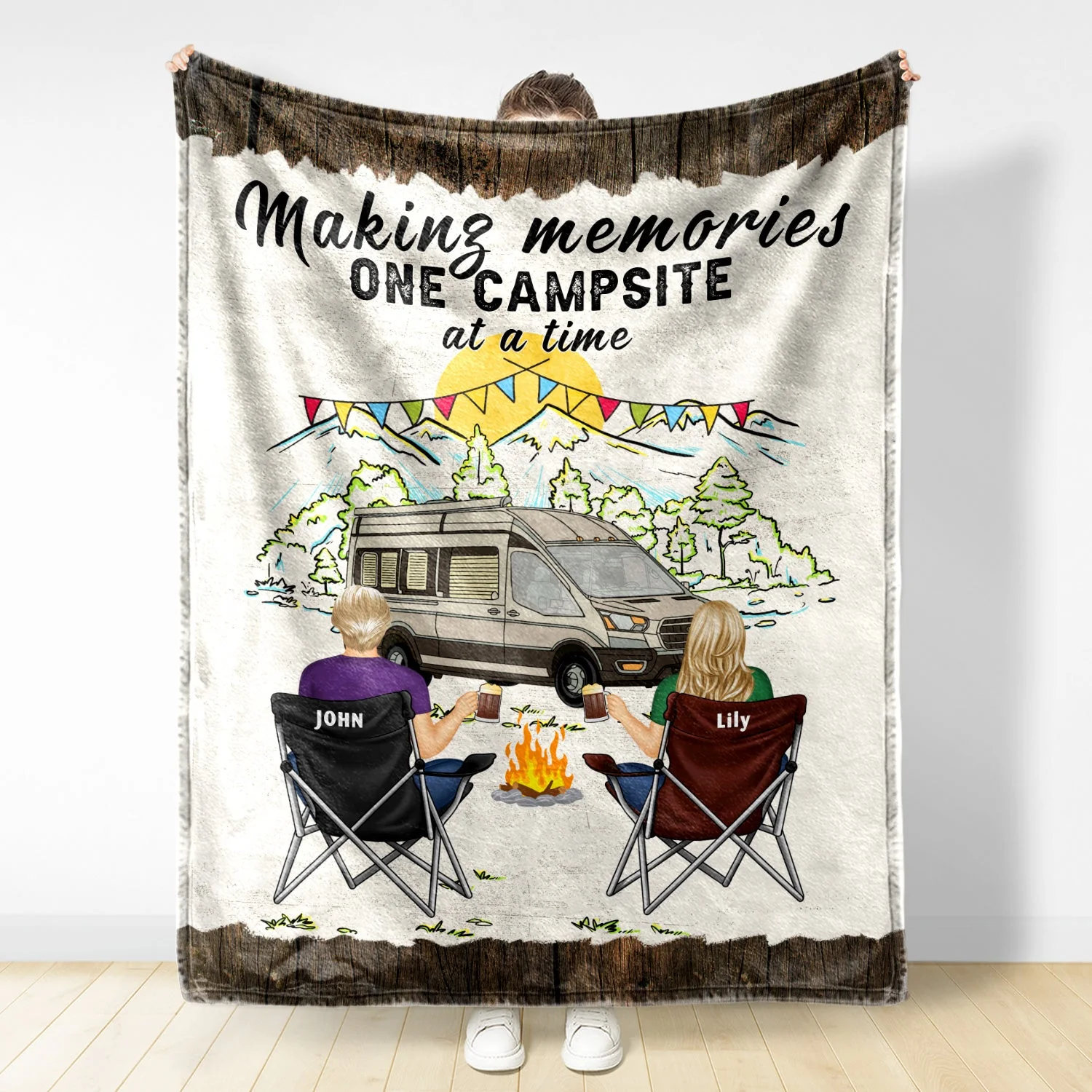 Home Is Where Making Memories One Campsite At A Time - Camping Family Gift - Personalized Fleece Blanket - Image 2