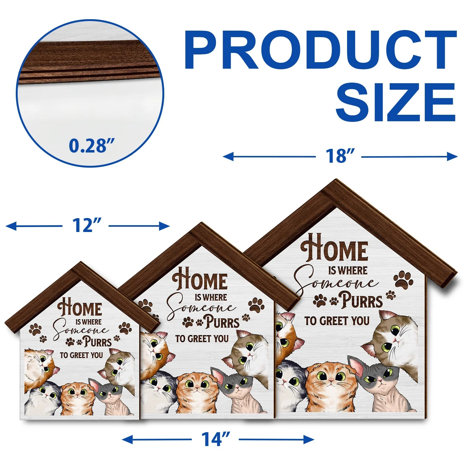 Home Is Where Someone Purrs To Greet You - Birthday, Decor Gift For Cat Lovers, Cat Moms, Cat Dads, Pet Lovers - Personalized Custom Shaped Wood Sign - Image 5