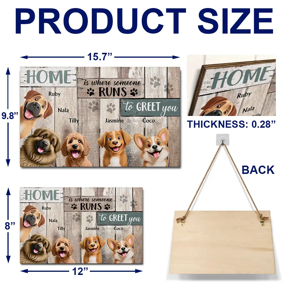 Home Is Where Someone Runs To Greet You Dog - Personalized Wood Rectangle Sign - Image 5