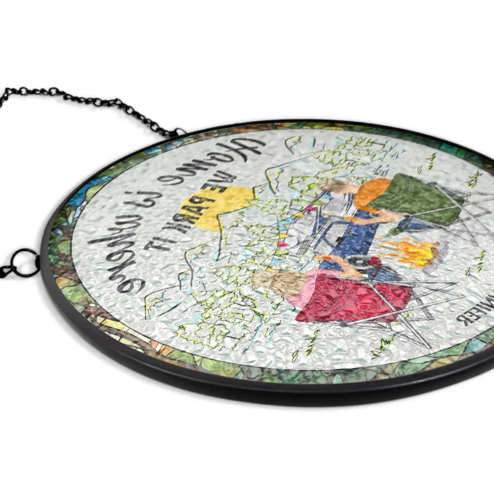 Home Is Where We Park It Camping - Personalized Stained Glass Window Hanging Suncatcher - Image 5