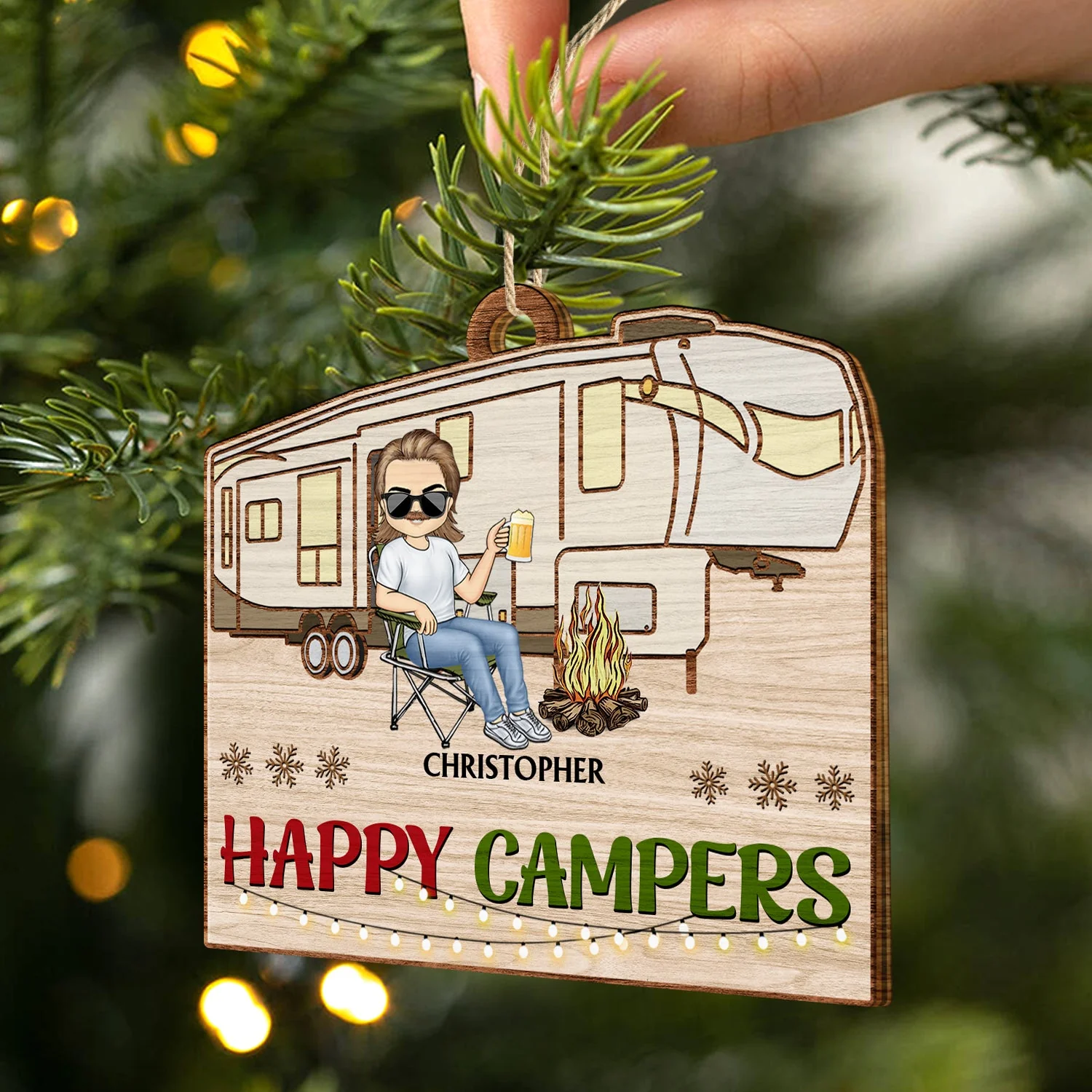 Home Is Where We Park It - Christmas Gifts For Couples, Camping Lovers - Personalized Custom Shaped Wooden Ornament - Image 2