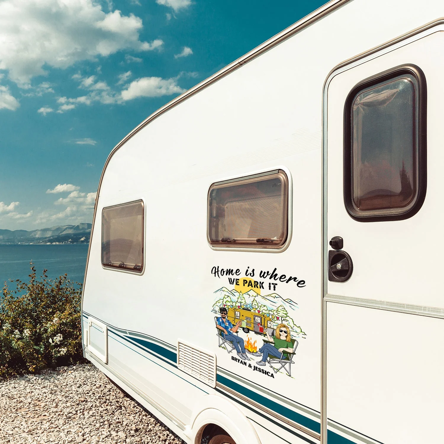 Home Is Where We Park It Family Vector - Gift For Camping Couples - Personalized Camping Decal, Decor Decal - Image 3