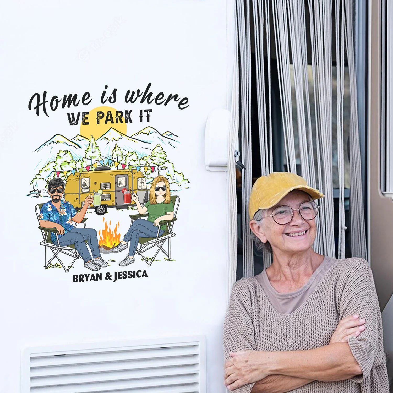 Home Is Where We Park It Family Vector - Gift For Camping Couples - Personalized Camping Decal, Decor Decal - Image 5