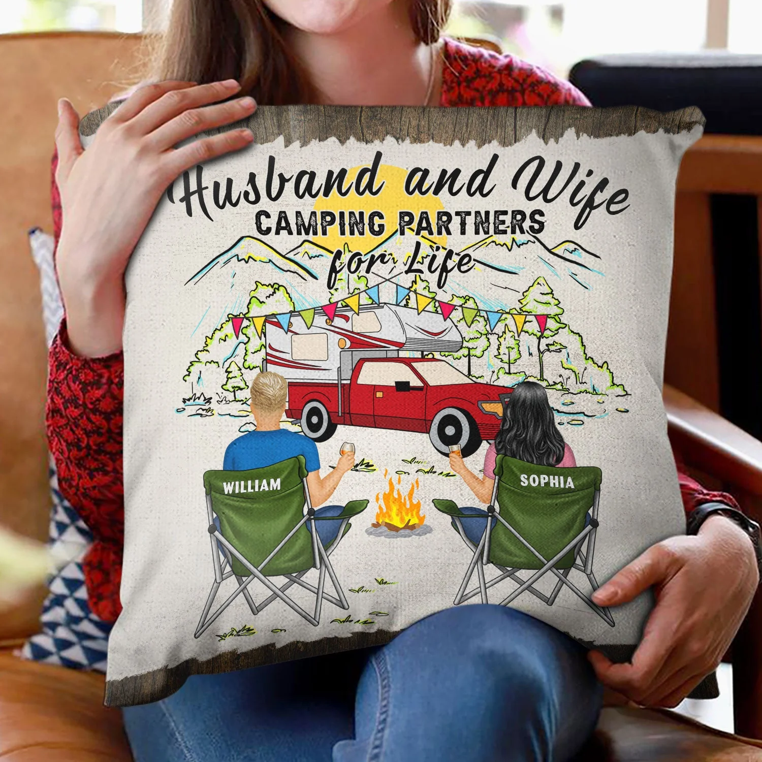 Home Is Where We Park It - Gift For Camping Couples - Personalized Pillow - Image 2