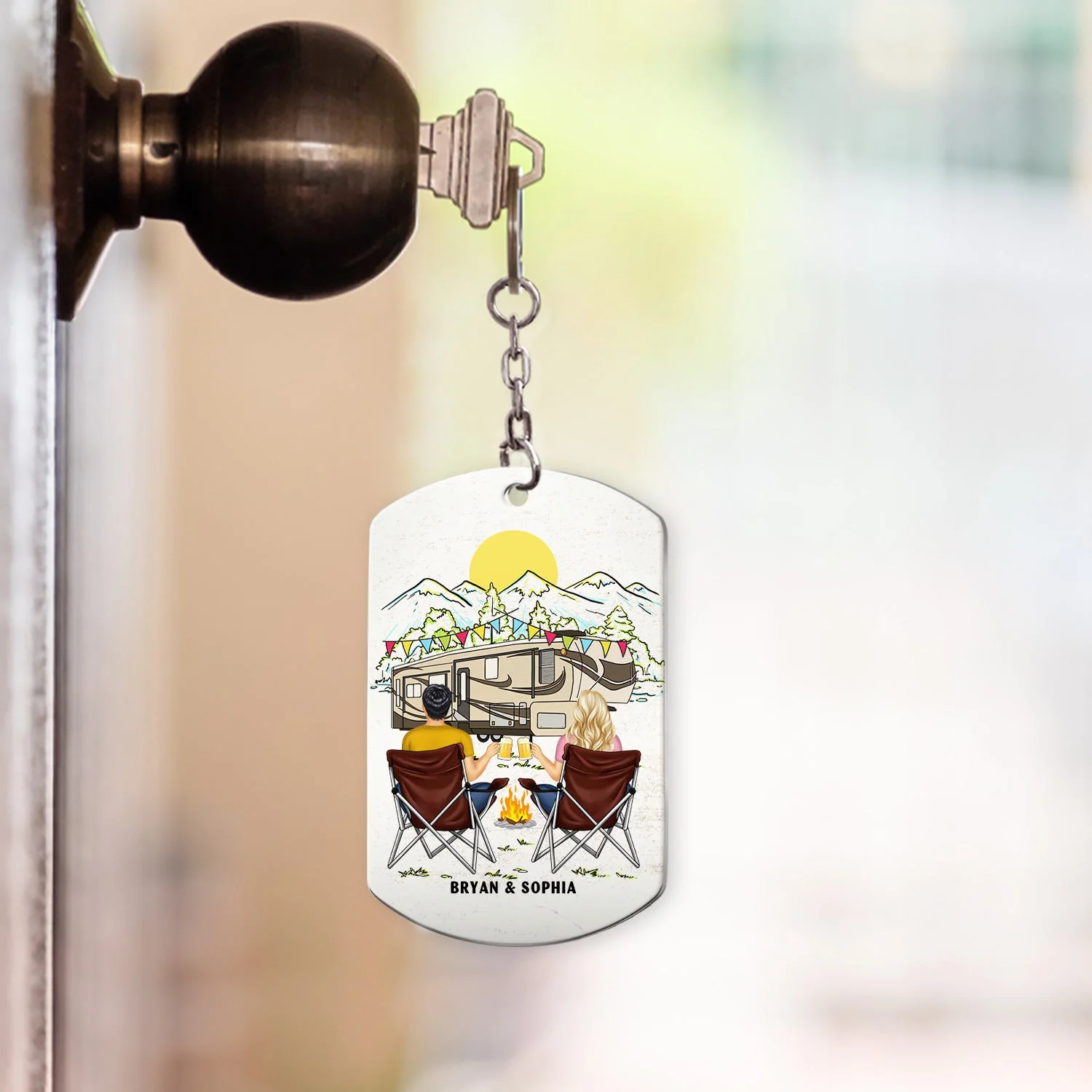 Home Is Where We Park It - Gift For Camping Lovers - Personalized Aluminum Keychain - Image 3